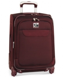 In the unknowns of travel, be known. A refined, yet eye-catching, style sets this spinner apart from the pack with a two-tone exterior that combines sophistication and durability. An expandable design makes living life on the go organized and easy, plus a fully-lined interior features a variety of organizer pockets, adjustable valet straps and a removable toiletry pouch. 10-year warranty. (Clearance)