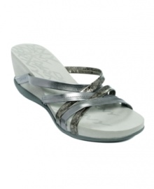 The DKNY Active Heloise Sandals pair trendy patent straps with an athletic-inspired wedge for a look that can keep up with fast fashion. The DKNY Active Heloise Sandals pair trendy patent straps with an athletic-inspired wedge for a look that can keep up with fast fashion.