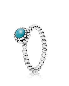 This birthstone ring features a beaded silver band with a polished turquoise solitaire. Perfect worn on its own or stacked with other PANDORA pieces. This birthstone ring features a beaded silver band with a polished turquoise solitaire. Perfect worn on its own or stacked with other PANDORA pieces.