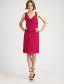 Utterly soft jersey cowlneck has a banded drop waist and fluid skirt. CowlneckSleevelessBanded drop waistAbout 26 from natural waist95% modal/5% elastaneDry cleanMade in USA of Italian fabricModel shown is 5'10 (177cm) wearing US size Small. Utterly soft jersey cowlneck has a banded drop waist and fluid skirt. CowlneckSleevelessBanded drop waistAbout 26 from natural waist95% modal/5% elastaneDry cleanMade in USA of Italian fabricModel shown is 5'10 (177cm) wearing US size Small.