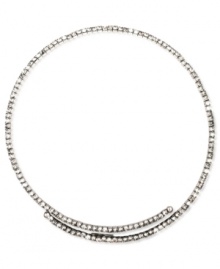 Sleek and stylish. Nine West's coil collar necklace is crafted from silver-tone mixed metal with glass crystal stones adding a sparkling element. Approximate length: 16 inches. Sleek and stylish. Nine West's coil collar necklace is crafted from silver-tone mixed metal with glass crystal stones adding a sparkling element. Approximate length: 16 inches.