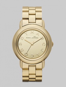 Smart and chic style with a mirror dial for added shine. Quartz movement Water resistant to 5 ATM Round gold ion-plated stainless steel case, 36mm (1.4) Gold mirror logo dial Second hand Gold ion-plated stainless steel link bracelet, 18mm wide (0.7) Imported Smart and chic style with a mirror dial for added shine. Quartz movement Water resistant to 5 ATM Round gold ion-plated stainless steel case, 36mm (1.4) Gold mirror logo dial Second hand Gold ion-plated stainless steel link bracelet, 18mm wide (0.7) Imported