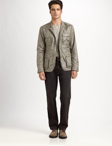 Easy-fitting, washed cotton chino is a destined wardrobe favorite, shaped in a smart, straight-leg silhouette.Flat-front styleSide slash, back welt pocketsInseam, about 33CottonDry cleanImported Easy-fitting, washed cotton chino is a destined wardrobe favorite, shaped in a smart, straight-leg silhouette.Flat-front styleSide slash, back welt pocketsInseam, about 33CottonDry cleanImported