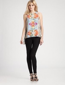 Vibrant florals and painterly stripes highlight this airy chiffon sheath finished with a chic skin-baring cut-out back.Jewel necklineSleevelessSplit back with button tabsAbout 30 from shoulder to hemPolyesterDry cleanMade in USA of imported fabricModel shown is 5'11 (180cm) wearing US size Small. Vibrant florals and painterly stripes highlight this airy chiffon sheath finished with a chic skin-baring cut-out back.Jewel necklineSleevelessSplit back with button tabsAbout 30 from shoulder to hemPolyesterDry cleanMade in USA of imported fabricModel shown is 5'11 (180cm) wearing US size Small.