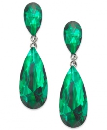 Go for green with these drop earrings from Style&co. Teardrop glass crystals in green hues offer a vibrant touch. Crafted in hematite tone mixed metal. Approximate drop: 2 inches. Go for green with these drop earrings from Style&co. Teardrop glass crystals in green hues offer a vibrant touch. Crafted in hematite tone mixed metal. Approximate drop: 2 inches.