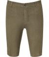 Stylish Bermuda short in fine, brown linen - Soft and lightweight material - Belt loops and button closure - Pockets at sides and welt pockets at rear - Flattering crease detail at thighs - Slim cut, hits above knee - Relaxed yet elegant and classically cool - Pair with a t-shirt, a polo or a button down