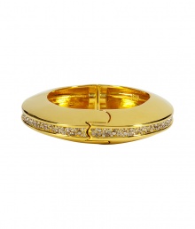 This luxe retro-futuristic bangle from from modern jewelry master Alexis Bittar will elevate any ensemble - Gold-tone bracelet with crystal detailed inlay and hinge closure - Style with an asymmetrical hem top and leather leggings or a floor-sweeping maxi dress This luxe retro-futuristic bangle from from modern jewelry master Alexis Bittar will elevate any ensemble - Gold-tone bracelet with crystal detailed inlay and hinge closure - Style with an asymmetrical hem top and leather leggings or a floor-sweeping maxi dress