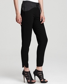 A new take on a relaxed style, these Rebecca Taylor track pants are ultra-luxe with silk at the waistline and ankle slits for modernity. A new take on a relaxed style, these Rebecca Taylor track pants are ultra-luxe with silk at the waistline and ankle slits for modernity.