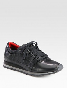 Lace-up leather design is upgraded with a colorblock foam bottom and vibrant crocodile-embossed detailing. Crocodile-embossed leather upperLeather liningRubber solePadded insoleImported Lace-up leather design is upgraded with a colorblock foam bottom and vibrant crocodile-embossed detailing. Crocodile-embossed leather upperLeather liningRubber solePadded insoleImported