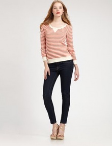 Slouchy jersey cowlneck modernized by an on-trend tie-dyed print. CowlneckThree-quarter sleevesRolled cuffsBanded hem70% cotton/30% rayonMachine washMade in USAModel shown is 5'10 (177cm) wearing US size Small. Slouchy jersey cowlneck modernized by an on-trend tie-dyed print. CowlneckThree-quarter sleevesRolled cuffsBanded hem70% cotton/30% rayonMachine washMade in USAModel shown is 5'10 (177cm) wearing US size Small.