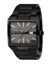 Texture and asymmetry lend an avant-garde edge to this sleek watch by AX Armani Exchange. Texture and asymmetry lend an avant-garde edge to this sleek watch by AX Armani Exchange.
