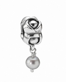 A sterling silver floral charm with an elegant grey freshwater pearl. By PANDORA. A sterling silver floral charm with an elegant grey freshwater pearl. By PANDORA.