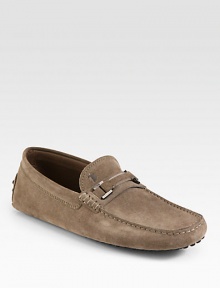 Expertly crafted in Italy, this classic driver style takes signature style to the next level, constructed in sumptuous suede and finished with a logo-embossed, double bit detail.Suede upperLeather liningPadded insoleRubber soleMade in Italy Expertly crafted in Italy, this classic driver style takes signature style to the next level, constructed in sumptuous suede and finished with a logo-embossed, double bit detail.Suede upperLeather liningPadded insoleRubber soleMade in Italy