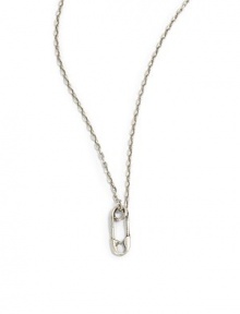 THE LOOKSafety pin pendantMetal logo charmAdjustable chainSignature horseshoe claspSterling silverTHE MEASUREMENTPendant length, about ½Length, about 16-18ORIGINImported THE LOOKSafety pin pendantMetal logo charmAdjustable chainSignature horseshoe claspSterling silverTHE MEASUREMENTPendant length, about ½Length, about 16-18ORIGINImported