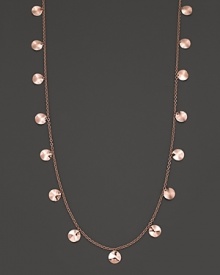 Paillettes of rose gold over sterling silver are strung along a delicate chain, evoking a sophisticated take on pure glitz and glamour. Paillettes of rose gold over sterling silver are strung along a delicate chain, evoking a sophisticated take on pure glitz and glamour.