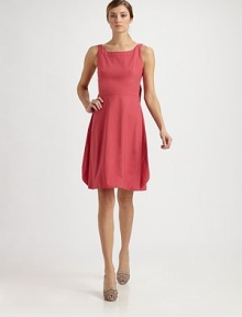 This classic A-line silhouette features a fluttering back ruffle topped with a signature bow.Banded scoopneckSleevelessRounded hemlineBack bow with ruffled drapeConcealed side zipAbout 23½ from natural waist98% cotton/2% elastaneDry cleanMade in Italy of imported fabricModel shown is 5'11 (180cm) wearing US size 4. This classic A-line silhouette features a fluttering back ruffle topped with a signature bow.Banded scoopneckSleevelessRounded hemlineBack bow with ruffled drapeConcealed side zipAbout 23½ from natural waist98% cotton/2% elastaneDry cleanMade in Italy of imported fabricModel shown is 5'11 (180cm) wearing US size 4.