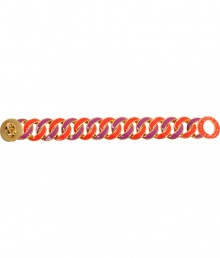 Perfect for adding a pop of color to your outfit, Marc by Marc Jacobs enameled chain bracelet is a fun choice, equally cool worn alone or stacked up with other bangles - Logo turnlock closure, red/violet enameled chain - Wear with a chunky pullover with the sleeves pushed up, or with colorful print dresses and just as bright accessories Perfect for adding a pop of color to your outfit, Marc by Marc Jacobs enameled chain bracelet is a fun choice, equally cool worn alone or stacked up with other bangles - Logo turnlock closure, red/violet enameled chain - Wear with a chunky pullover with the sleeves pushed up, or with colorful print dresses and just as bright accessories