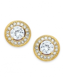 Understated brilliance. This pair of stud earrings from Eliot Danori is crafted from 18k gold-plated brass with crystals and cubic zirconias (1 ct. t.w.) adding luster. Approximate drop: 3/8 inch. Understated brilliance. This pair of stud earrings from Eliot Danori is crafted from 18k gold-plated brass with crystals and cubic zirconias (1 ct. t.w.) adding luster. Approximate drop: 3/8 inch.