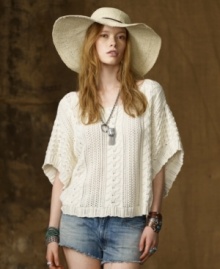 Denim & Supply Ralph Lauren's oversized slouchy, slightly cropped sweater (complete with haute dolman sleeves) is every city girl's go-to essential, crafted in a hearty mixed cable knit. Denim & Supply Ralph Lauren's oversized slouchy, slightly cropped sweater (complete with haute dolman sleeves) is every city girl's go-to essential, crafted in a hearty mixed cable knit.