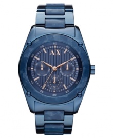 Your blue heaven: this casual chic timepiece from AX Armani Exchange is daring style choice. Your blue heaven: this casual chic timepiece from AX Armani Exchange is daring style choice.