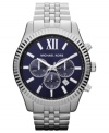 Polished stainless steel adds a classic touch to this Lexington watch from Michael Kors.