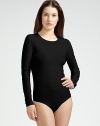 This seamless bodysuit fits like a second skin, in a soft, cotton-rich knit that's so comfortable when traveling. Crewneck Long sleeves Back thong coverage Cotton/nylon/elastene; dry clean Made in Austria