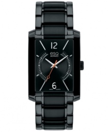 Traditional with bold appeal, this black-on-black Synthesis collection watch from esQ Movado brings mystery to your look. Traditional with bold appeal, this black-on-black Synthesis collection watch from esQ Movado brings mystery to your look.