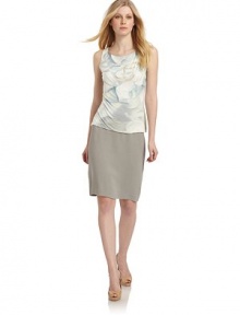 THE LOOKWatercolor printPullover styleRound neckline Sleeveless THE FITAbout 24 from shoulder to hemTHE MATERIAL92% viscose/8% spandexCARE & ORIGINDry cleanImportedModel shown is 5'9 (175cm) wearing US size 4. THE LOOKWatercolor printPullover styleRound neckline Sleeveless THE FITAbout 24 from shoulder to hemTHE MATERIAL92% viscose/8% spandexCARE & ORIGINDry cleanImportedModel shown is 5'9 (175cm) wearing US size 4.
