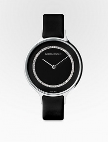 From the Concave Collection. A minimalist face lends a modernist touch to this elegant timepiece of stainless steel.Diamonds, 0.15 tcw Quartz movement Water-resistant to 3 ATM Stainless steel case, 30mm (1.18) Black dial Black calfskin strap Made in Switzerland From the Concave Collection. A minimalist face lends a modernist touch to this elegant timepiece of stainless steel.Diamonds, 0.15 tcw Quartz movement Water-resistant to 3 ATM Stainless steel case, 30mm (1.18) Black dial Black calfskin strap Made in Switzerland