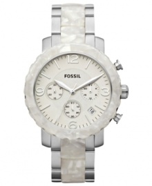 Pops of pearlized color creates an alluring look to this Natalie collection watch, by Fossil. Pops of pearlized color creates an alluring look to this Natalie collection watch, by Fossil.