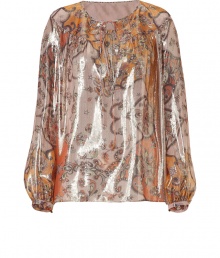 This ultra-chic tunic top from Emilio Pucci inject any look with 1970s-inpired luxe style - Round neck with tie detail, long puff sleeves, front yoke with gathering at bust, relaxed silhouette, all-over floral and paisley print - Pair with cropped trousers, peep-toe pumps, and an embellished clutch This ultra-chic tunic top from Emilio Pucci inject any look with 1970s-inpired luxe style - Round neck with tie detail, long puff sleeves, front yoke with gathering at bust, relaxed silhouette, all-over floral and paisley print - Pair with cropped trousers, peep-toe pumps, and an embellished clutch