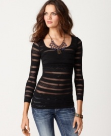 Free People's sheer top is super sexy! Break it out on date night, and pair it under a structured blazer for a sleek outfit. Free People's sheer top is super sexy! Break it out on date night, and pair it under a structured blazer for a sleek outfit.
