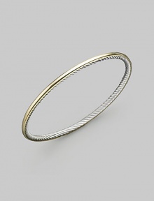 From the Cable Bangle collection. A smooth 18k gold exterior meets a cabled sterling silver interior on this truly unique bracelet. 18k yellow gold Sterling silver Diameter, about 2½ Imported From the Cable Bangle collection. A smooth 18k gold exterior meets a cabled sterling silver interior on this truly unique bracelet. 18k yellow gold Sterling silver Diameter, about 2½ Imported