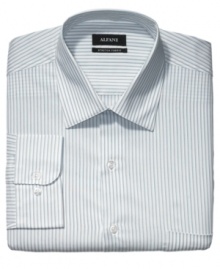 Follow the lines. You never go wrong at the office with this crisp striped shirt from Alfani. Follow the lines. You never go wrong at the office with this crisp striped shirt from Alfani.