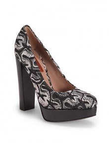 THE LOOKMulticolored abstract geometric fabric upperAlmond toePadded insoleStacked chunky heel, 5 (125mm)Stacked platform, 1 (25mm)Compares to a 4 heel (100mm)THE MATERIALSignature bold patterned fabric upperLeather liningLeather soleORIGINMade in Italy THE LOOKMulticolored abstract geometric fabric upperAlmond toePadded insoleStacked chunky heel, 5 (125mm)Stacked platform, 1 (25mm)Compares to a 4 heel (100mm)THE MATERIALSignature bold patterned fabric upperLeather liningLeather soleORIGINMade in Italy