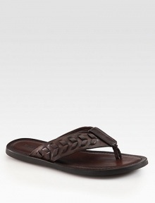 Intricate weave detail adds dimension to this classic sandal of soft Italian leather. Leather upperLeather liningPadded insoleRubber soleMade in Italy Intricate weave detail adds dimension to this classic sandal of soft Italian leather. Leather upperLeather liningPadded insoleRubber soleMade in Italy