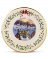 With a classic wintry scene, gold banding and a holly motif to match the beloved dinnerware pattern, the 2012 annual Holiday plate is a beautiful gift for collectors and the 22nd edition in the Lenox series.