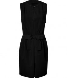 Work a feminine edge into your Little Black Dress collection with Moschino C&Cs bow detailed sheath - Round neckline with slit and button closure, sleeveless, sash with front bow, inverted front pleat, hidden side zip - Tailored fit - Wear with pumps and a chain-detailed handbag Work a feminine edge into your Little Black Dress collection with Moschino C&Cs bow detailed sheath - Round neckline with slit and button closure, sleeveless, sash with front bow, inverted front pleat, hidden side zip - Tailored fit - Wear with pumps and a chain-detailed handbag