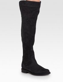 High-reaching silhouette of textured suede is beautifully constructed with an unexpected notched back. Stacked heel, 1 (25mm)Shaft, 21Leg circumference, 16½Suede upperPartial side zipLeather liningLeather and rubber solePadded insoleMade in Italy High-reaching silhouette of textured suede is beautifully constructed with an unexpected notched back. Stacked heel, 1 (25mm)Shaft, 21Leg circumference, 16½Suede upperPartial side zipLeather liningLeather and rubber solePadded insoleMade in Italy