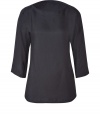 Give your workweek staples a stylish kick with this sleek silk tunic from See by Chloe - Bateau neck, three-quarter sleeves, relaxed silhouette, curved asymmetric hem, textured silk - Pair with skinny jeans, a leather jacket, and peep-toe booties