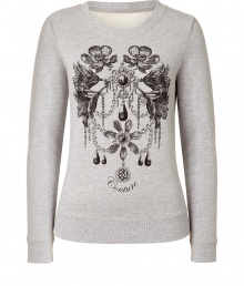 The classic sweatshirt gets a feminine makeover with this chic logo-laden version from Juicy Couture - Round neck, long sleeves, front floral and logo graphic, slim fit - Wear with skinny jeans, a fringe scarf, and ankle boots The classic sweatshirt gets a feminine makeover with this chic logo-laden version from Juicy Couture - Round neck, long sleeves, front floral and logo graphic, slim fit - Wear with skinny jeans, a fringe scarf, and ankle boots