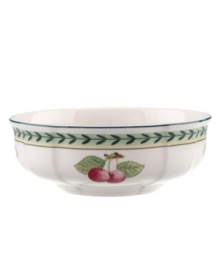 French Garden accessory pieces complement-and complete-the mix-and-match dinnerware and dishes from Villeroy & Boch. In Fleurence, with a pale yellow center and summer fruits around the rim. French Garden accessory pieces complement-and complete-the mix-and-match dinnerware and dishes from Villeroy & Boch. In Fleurence, with a pale yellow center and summer fruits around the rim.