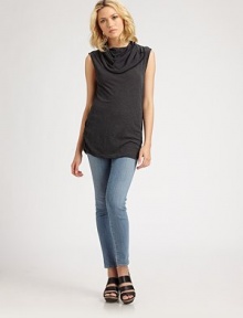 Soft heathered jersey styled in an easy-fit funnelneck style, perfect for layering.SleevelessFlat frontSlight side ruchingPullover style60% cotton/40% polyesterMachine washMade in USA of imported fabricModel shown is 5'9 (175cm) wearing US size Small. Soft heathered jersey styled in an easy-fit funnelneck style, perfect for layering.SleevelessFlat frontSlight side ruchingPullover style60% cotton/40% polyesterMachine washMade in USA of imported fabricModel shown is 5'9 (175cm) wearing US size Small.