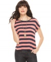 In an on-trend boxy shape, this Kensie striped top is perfect for a casual yet fashion-forward look!
