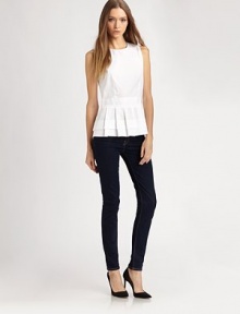 Crisp cotton twill in a top-fit silhouette with pleated peplum at the waist.JewelneckSleevelessBodice dartsSet-in waistCenter back zipperAbout 24 from shoulder to hem72% cotton/23% nylon/5% LycraDry cleanImportedModel shown is 5'9½ (176cm) wearing US size Small. Crisp cotton twill in a top-fit silhouette with pleated peplum at the waist.JewelneckSleevelessBodice dartsSet-in waistCenter back zipperAbout 24 from shoulder to hem72% cotton/23% nylon/5% LycraDry cleanImportedModel shown is 5'9½ (176cm) wearing US size Small.