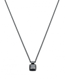 Perfect style for the metrosexual male. This simple square pendant is crafted in black ceramic and strung on a black ion-plated stainless steel chain. Approximate length: 19 inches. Approximate drop: 1 inch.