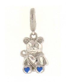 Judith Ripka Sterling Silver Teddy Bear Charm with Blue Heart Feet Judith Ripka Sterling Silver Teddy Bear Charm with Blue Heart Feet
