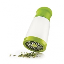 Hundreds of tiny scissor blades in this revolutionary herb mill allow home cooks and professionals to effortlessly cut fresh herbs. Parsley, dill, cilantro and sage are finely cut with a twist of the ergonomically designed soft-touch top. Patent pending blades are made in the USA. Hundreds of tiny scissor blades in this revolutionary herb mill allow home cooks and professionals to effortlessly cut fresh herbs. Parsley, dill, cilantro and sage are finely cut with a twist of the ergonomically designed soft-touch top. Patent pending blades are made in the USA.