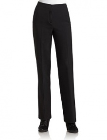 THE LOOKTonal seam detail along waistbandZip fly with slide tab closuresAngled pocketsCreased front and back legsBack welt pocketsTHE FITRise, about 9Inseam, about 33THE MATERIAL96% wool/4% polyamideSilk liningCARE & ORIGINDry cleanMade in ItalyModel shown is 5'10 (177cm) wearing US size 4. 