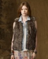 Denim & Supply Ralph Lauren's boyfriend Vest creates a haute layered look in faded and distressed denim that is trimmed with faux-fur for a ruggedly stylish touch.